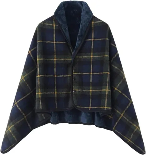 Vista 5 de WINKEEY Manta de franela para mujer, manta cómoda con botones para primavera, otoño e invierno