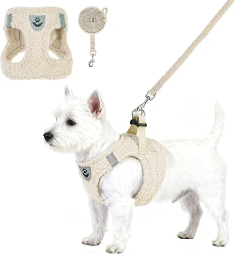Vista 10 de Arnés de malla suave para cachorros – Juego de arnés y correa para perros pequeños, ajustable y cómodo chaleco reflectante acolchado para cachorros