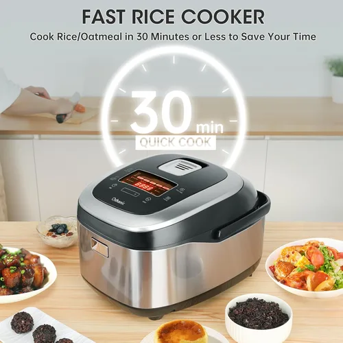 Vista 4 de Olla arrocera de 10 tazas sin cocer / 20 tazas cocidas, calefacción por inducción y tecnología de lógica difusa, olla arrocera eléctrica inteligente