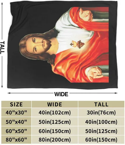 Vista 6 de Manta de franela ultrasuave del Sagrado Corazón de Jesús para habitación, manta de franela cálida
