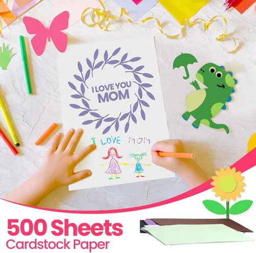 Vista 7 de Thenshop 500 hojas de cartulina de 8.3 x 11.5 pulgadas, papel de cartulina tamaño A4, 8.11 oz/m², papel de construcción impreso de doble cara