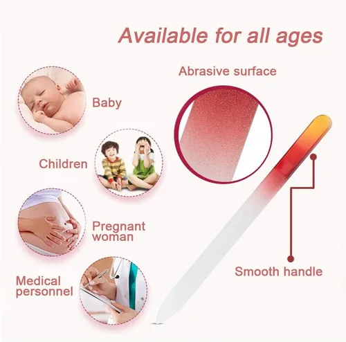 Vista 3 de 6 Pack de Limas de Uñas de Cristal con Estuche, Juego de Limas de Uñas para Dedos, Limas de Uñas de Doble Cara, Cuidado Profesional de Manicura