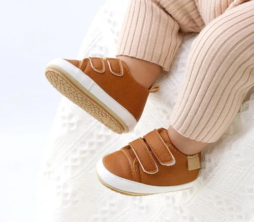 Vista 2 de Zapatos deportivos para bebés y niñas, zapatos para niños pequeños, de piel sintética, para primeros pasos, para recién nacidos, para niños de 0 a