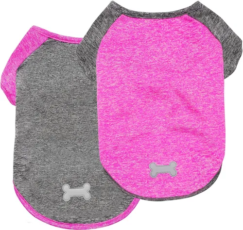Vista 15 de KYEESE Paquete de 2 camisas para perro con mangas, camisetas ligeras de protección solar de secado rápido para perros pequeños con piel sensible
