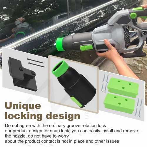 Vista 5 de Boquilla de secado de coche para sopladores de hojas EGO Power+ 530 575 580 615 650 765, contiene 1 soporte de pared para soplador y 2 soportes