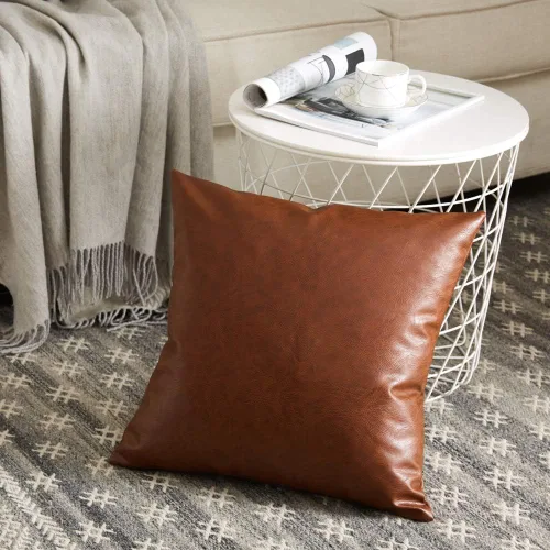 Vista 13 de Fancy Homi - Paquete de 2 fundas de almohada decorativas negras estilo boho de cuero sintético de 16 x 16 pulgadas para sala de estar, sofá, cama