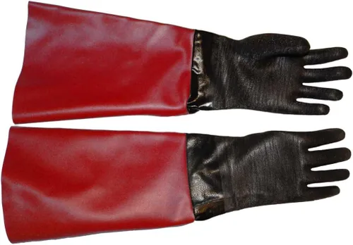 Vista 5 de Guantes para gabinete de chorro de arena con chorro de arena, 6 x 24 pulgadas, fabricados en Estados Unidos, tamaño grande