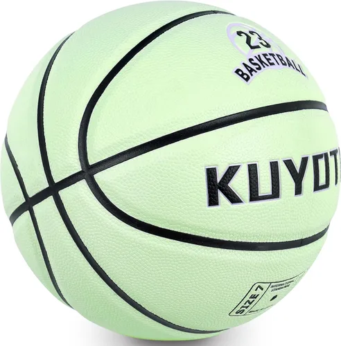 Vista 9 de KUYOTQ Glow in The Dark Glowing Basketball Composite Leather Luminous Size 7 Basketball 29.5" Gift for Men Women in&Outdoor Night Game(Deflated)