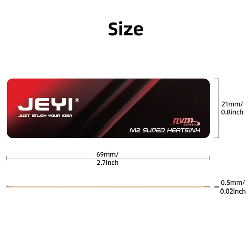Vista 7 de JEYI M.2 2280 SSD disipador de calor, grafeno+hoja de cobre, ultradelgado de 0.5mm, conductividad térmica de 1500W/mK, para SSDs NVMe/SATA (5 piezas)