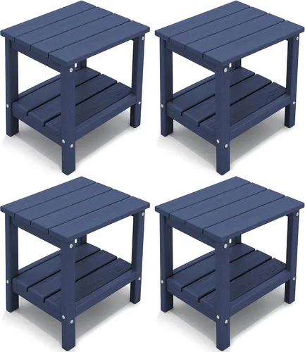 Vista 9 de KINGYES Mesa auxiliar doble, mesa auxiliar Adirondack, color azul marino