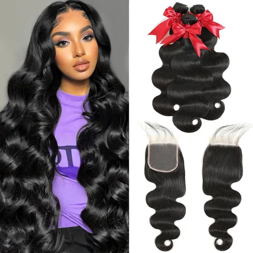 Vista 10 de Cabello humano ondulado con cierre de encaje HD de 10 pulgadas, 100% cabello humano virgen brasileño, ondulado, cierre de encaje transparente 4x4