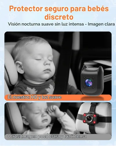 Vista 3 de Monitor de bebé con doble cámara para automóvil con pantalla dividida de 6.9 pulgadas
