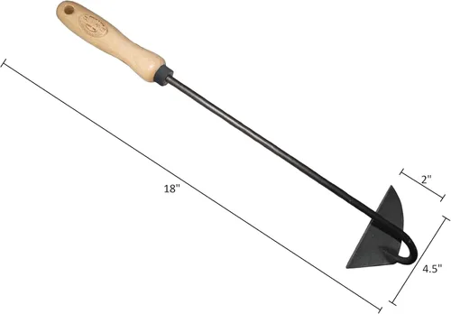 Vista 2 de Dewit Azada de mano holandesa - Mano derecha Azada de jardín de acero de boro forjado a mano de 18 ″ de longitud total con mango de madera