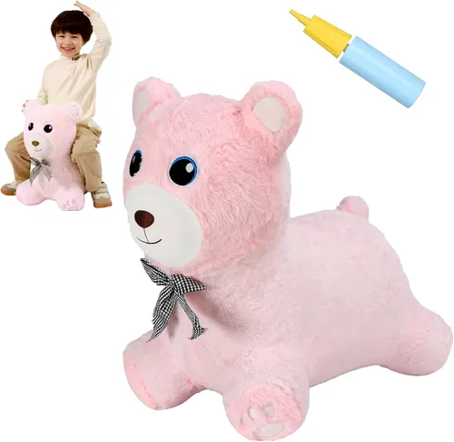 Vista 16 de INPANY Caballo Saltarín, Juguetes Panda Brincolín, Animal de Peluche Saltarín para Niños Pequeños, Juguetes de Goma Inflables para Montar, Regalo