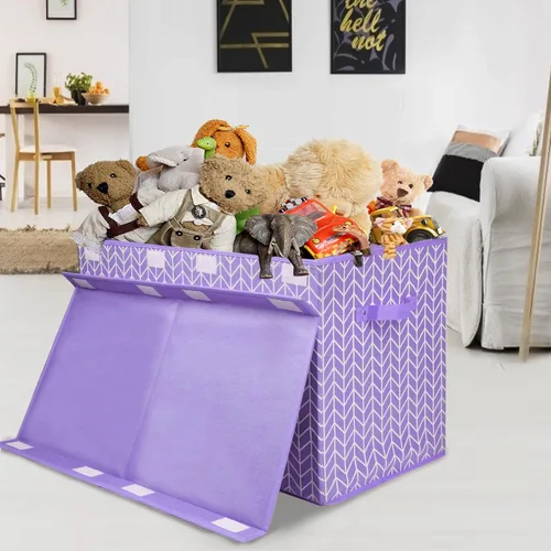 Vista 2 de Mayniu Caja de juguetes grande con tapa, organizadores de juguetes, cajas de almacenamiento con asas resistentes para niños, niñas, guardería, sala