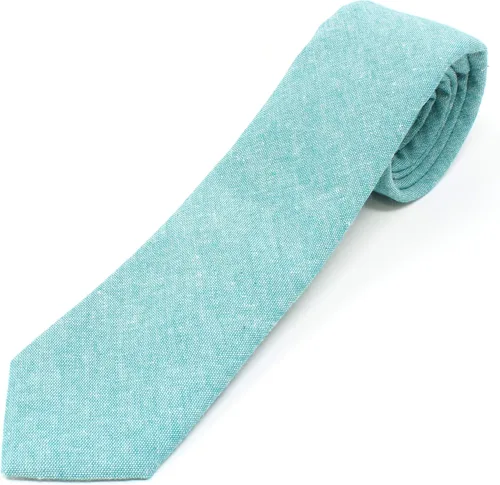 Vista 33 de Corbata delgada de algodón cambray para hombre, estilo desgastado texturizado - 2 1/2 pulgadas de ancho