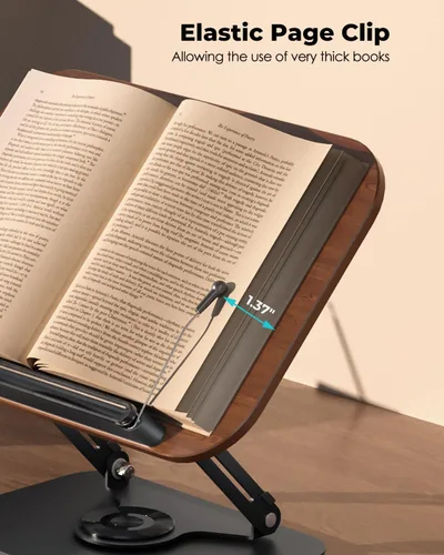 Vista 8 de Viozon - Soporte de libros para leer, portalibros, altura y ángulo ajustables, base giratoria de 360°, plegable y portátil, liviano para oficina
