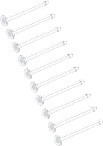 Vista 8 de Aretes de nariz transparentes para mujeres y hombres, 10 unidades, retenedores de plástico planos, transparentes, para el trabajo, cirugía