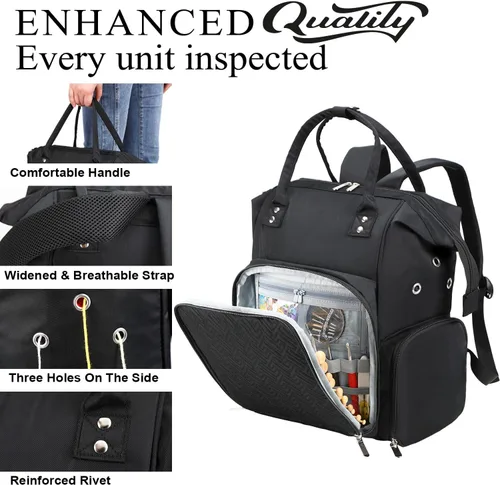 Vista 3 de Mochila organizadora de proyectos para tejer accesorios de suministros de ganchillo, bolsa organizadora de almacenamiento de hilo, bolsa