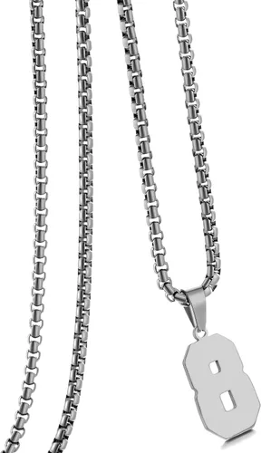 Vista 92 de Collar de Número Dorado para Hombre, Cadena de Acero Inoxidable con Colgante de Número para Atletas, Joyería Deportiva Personalizada para Niños