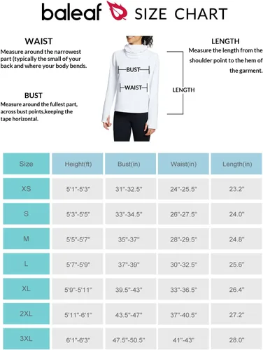 Vista 8 de BALEAF Camisas térmicas de manga larga para mujer, ropa de invierno, cuello redondo, cálido, forro polar, capa base con pasamontañas y agujeros