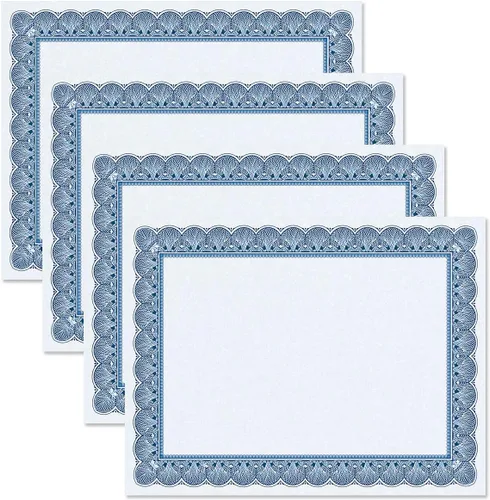 Vista 2 de Papeles de certificado de pergamino estacionario fino azul (Blue-Blue)
