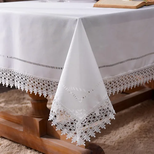 Vista 8 de ARTABLE Mantel rectangular de encaje de macramé con flores antiguas de primavera para casa de campo rústica al aire libre, cocina, fiesta de Marrón