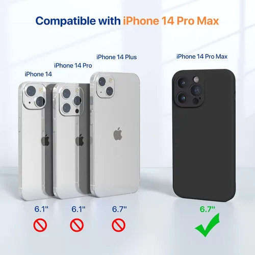 Vista 2 de Miracase Funda diseñada para iPhone 14 Pro Max con protector de pantalla, [Protección mejorada y actualizada de la cámara], funda de silicona Negro