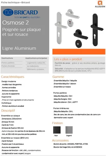 Vista 2 de 27E4082 Par de rosetas de ósmosis 2, puerta de dormitorio, puerta interior sin llave (boca de caña) negro mate
