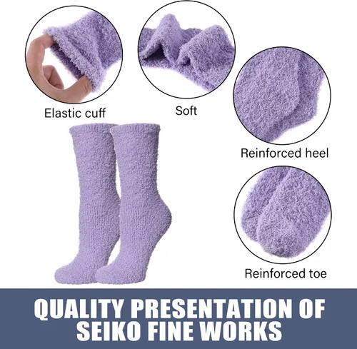 Vista 5 de Calcetines mullidos para mujer, de microfibra súper suave, mullidos, acogedores, para invierno, cálidos, mullidos