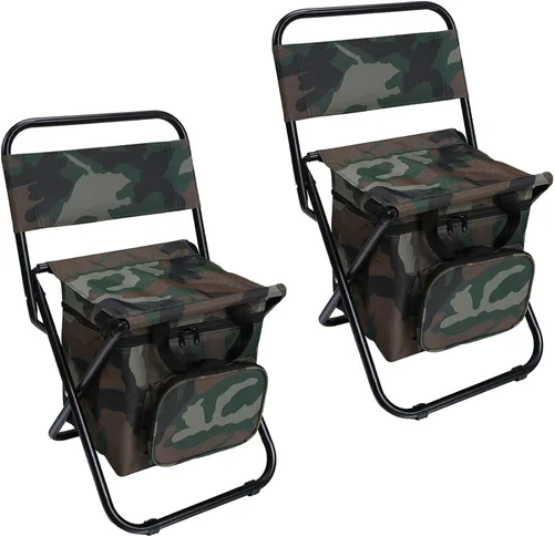 Vista 10 de LEADALLWAY Silla de Pesca con Bolsa Enfriadora Taburete de Pesca Compacto Silla de Camping Plegable