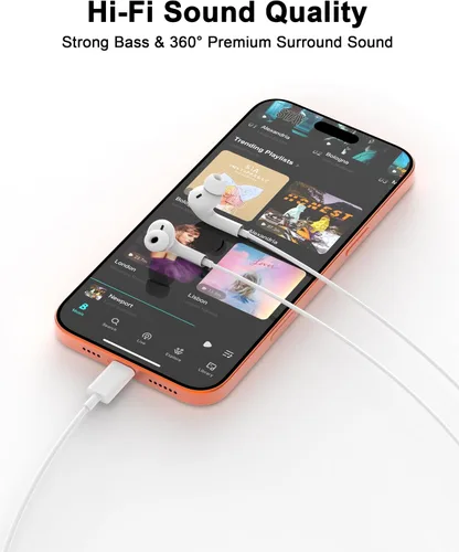 Vista 7 de Paquete de 2 auriculares USB C con cable [certificados Apple MFi] para Blanco brillante