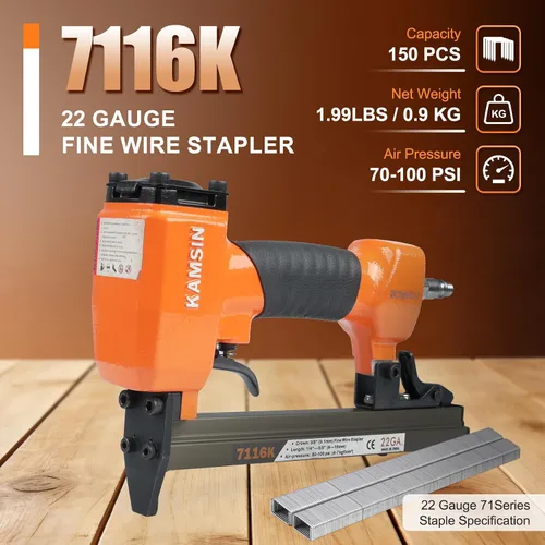 Vista 2 de 7116K - Grapadora neumática para tapicería serie 71, calibre 22, herramienta de alambre fino corona de 3/8 pulgadas (0.354 in), pistola de grapas