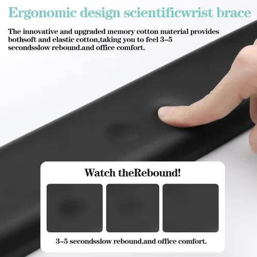 Vista 3 de Reposamuñecas para teclado y alfombrilla de mouse, juego ergonómico de reposamuñecas para teclado de espuma viscoelástica, cuero de lujo, accesorios