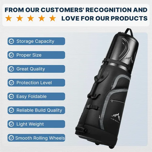 Vista 7 de UNIHIMAL Bolsa de viaje de golf con funda rígida de PC, tela Oxford resistente 1680D, bolsas de viaje para aerolíneas con ruedas, resistente al