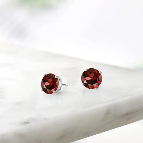 Vista 80 de Gem Stone King Aretes de plata de ley 925 con piedra natal redonda de 0.276 in para mujer