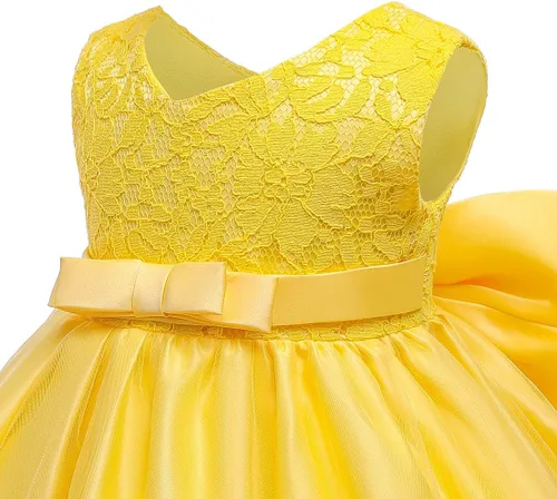 Vista 5 de Jup'Elle Vestidos de niña de flores para boda, vestido bordado formal para niñas, vestido de princesa para bebé, para desfiles, fiesta, con tocado