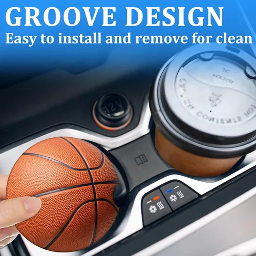 Vista 6 de Posavasos para automóvil, juego de 2 posavasos de baloncesto para portavasos absorbentes, inserto antideslizante universal, portavasos de cerámica