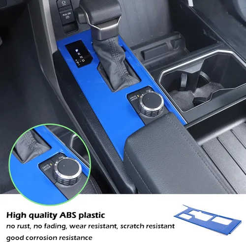 Vista 5 de Marco de protección para panel de palanca de cambios de consola central compatible con Toyot@Tundra Sequoia 2022 2023, accesorios de cubierta de Azul