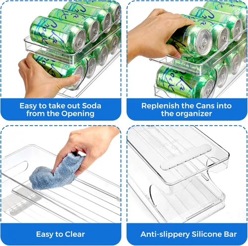 Vista 7 de Organizador de latas de soda enrollable BingoHive para refrigerador, dispensador de latas para cerveza, soda, seltzer, lata de pop, organizador