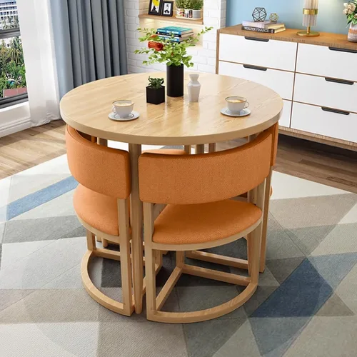 Vista 11 de YVYKFZD Round Conference Table, Small Office Reception Room Club Table, Business Conference Room Table and Chair, Simple Kitchen Dining Table Set