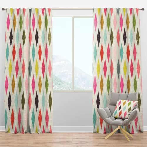 Vista 18 de DesignQ Cortinas opacas con patrón circular pastel retro II para dormitorio, cortinas para sala de estar, cortinas con aislamiento térmico, panel