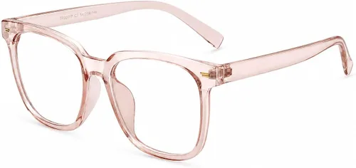 Vista 4 de PANNER Gafas cuadradas de gran tamaño con bloqueo de luz azul antideslumbrante para computadora Naranja claro