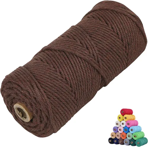 Vista 19 de Cordón de algodón para macramé 3mm x 109 yardas, cuerda de macramé natural color beige, suministros perfectos de algodón para macramé, para hacer