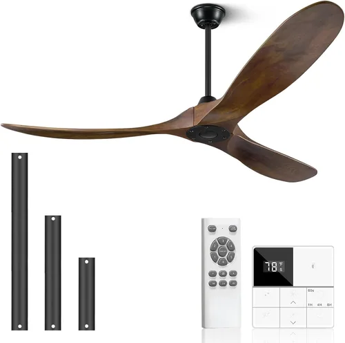 Vista 14 de Eliora Ventiladores de techo de 52 pulgadas sin luces, ventilador de techo de madera sin luz con control remoto, ventilador de techo grande