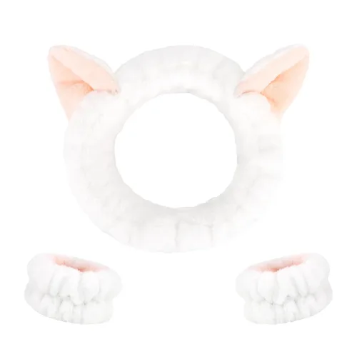 Vista 8 de CAVETEE Set de 3 Vinchas Lindas - Vincha Elástica Cosmética, Pulsera para Mujeres, Cuidado de la Piel, Ducha