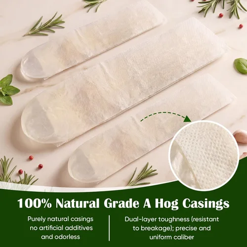 Vista 3 de Fundas comestibles de secado natural para salchichas, Fundas para salchichas caseras sabrosas de jamón, salchichas para el desayuno, salchichas