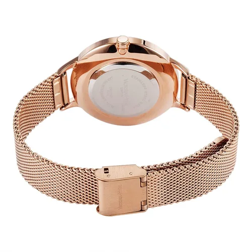 Vista 3 de VICTORIA HYDE Relojes de cuarzo para mujer, esfera floral con correa de malla de acero inoxidable, correa de cuero auténtico, impermeable, reloj