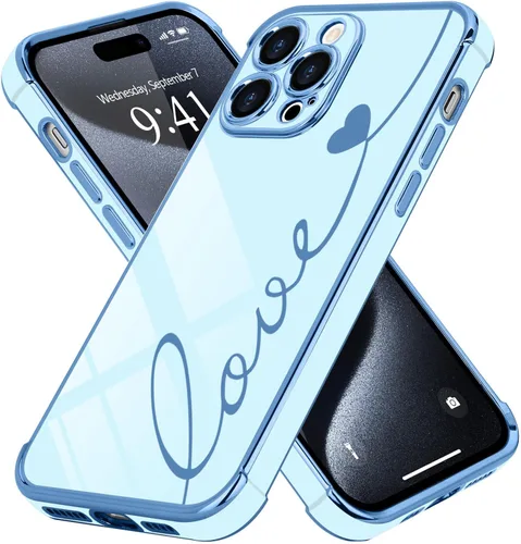 Vista 51 de LCHULLE Funda compatible con iPhone 12 para mujeres y niñas, bonito diseño de corazón de amor con enchapado de lujo, cubierta de TPU suave a prueba