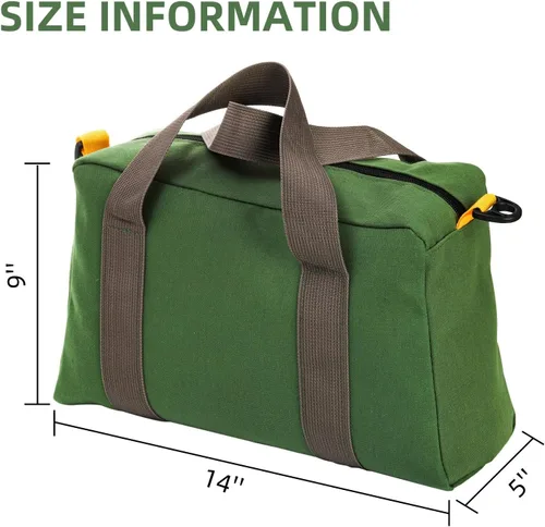 Vista 2 de WRINGKIT Paquete de 2 bolsas de herramientas de boca ancha, 14 pulgadas, gran capacidad Heavy Duty Canvas Tool Storage Bag, Zipper Utility